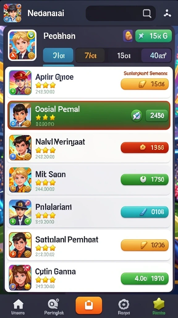 Berbagai karakter unik yang dapat dipilih dalam permainan.