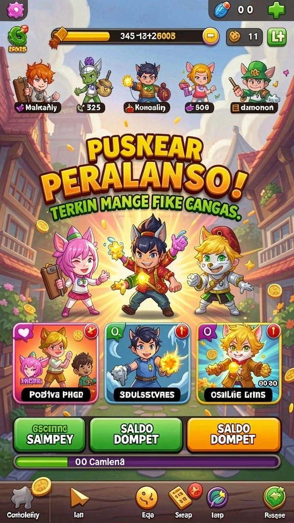 Menu utama dengan akses mudah ke berbagai mode permainan.